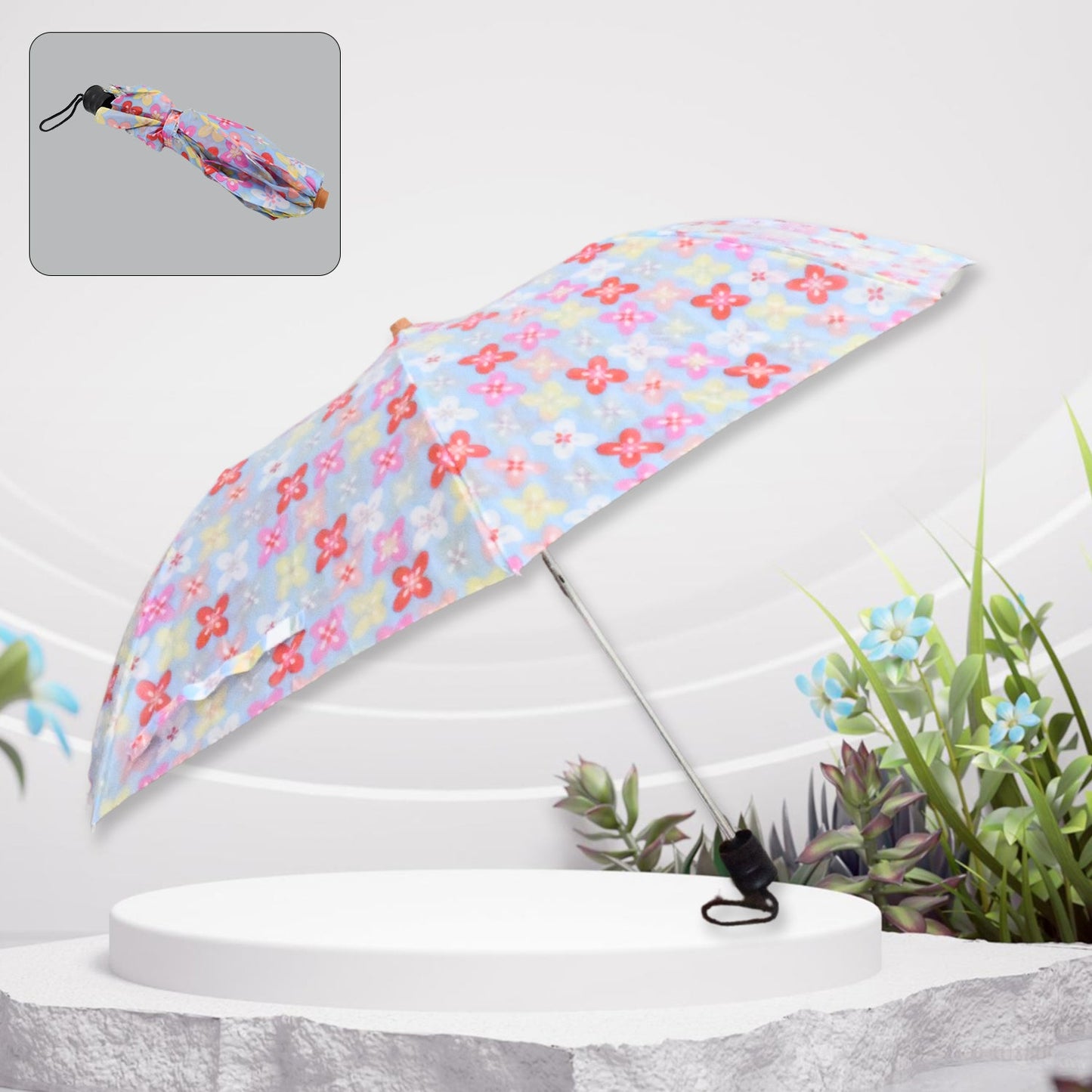 2 Fold Sun Protective Solid Foldable Outdoor Umbrella, Portable Sun, UV Protection Lightweight Rain Umbrella With Umbrella Case For Girls, Women, Men, Boys