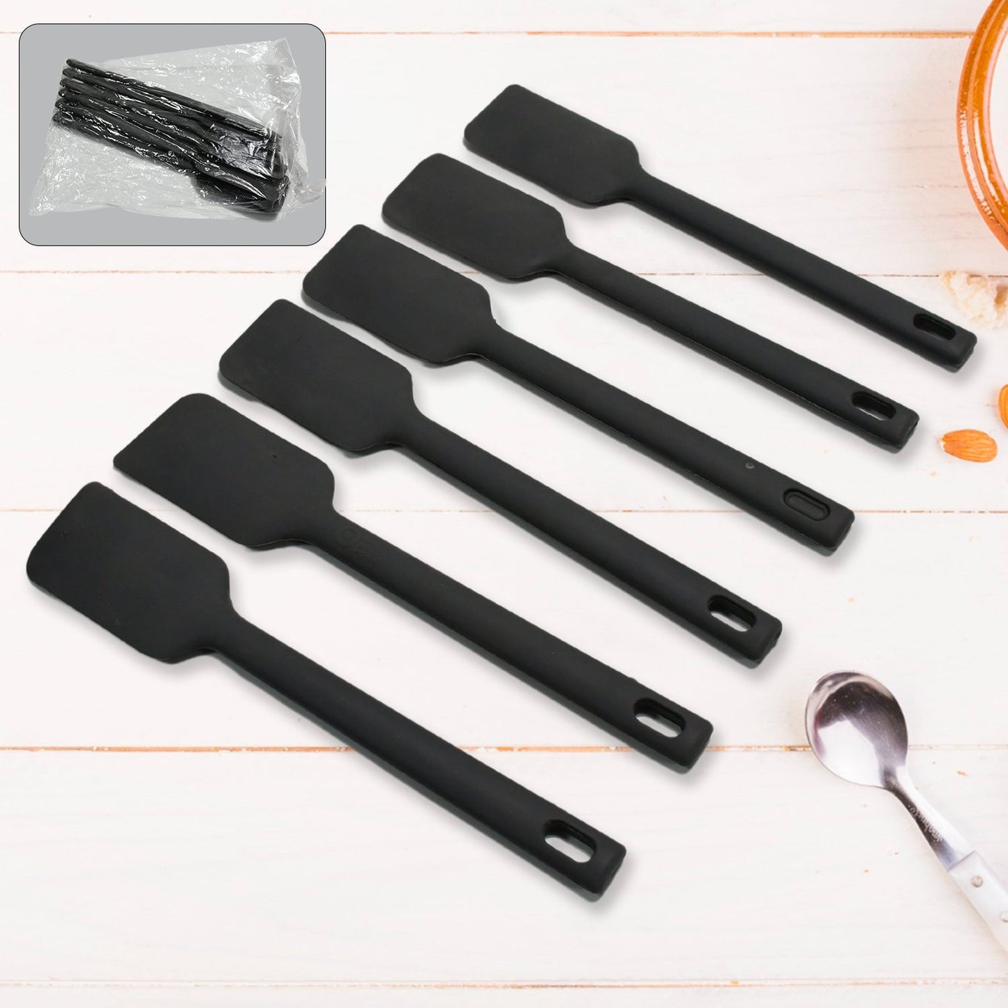Multipurpose Silicone Spoon, Silicone Basting Spoon Non-Stick Kitchen Utensils Household Gadgets Heat-Resistant Non Stick Spoons Kitchen Cookware Items For Cooking and Baking (6 Pcs Set)