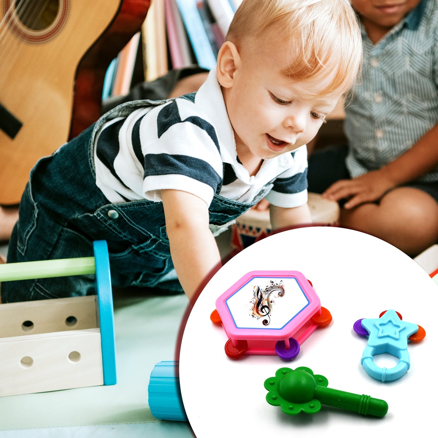 Musical Gallery Khanjari Musical Instrument Toy Baby Play Toy Fun Return Gift for Kids Birthday (3 Pc Set)