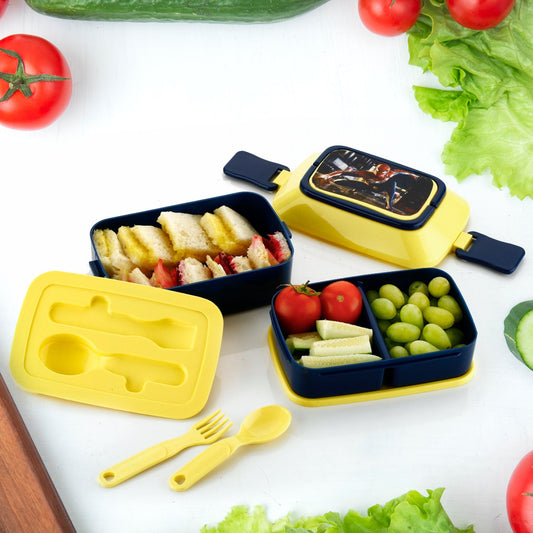 5621 Double Layer Lunch Box Stylish Lid Lunch Box With Fork & Spoon Lunch Box For Children School Lunch Box