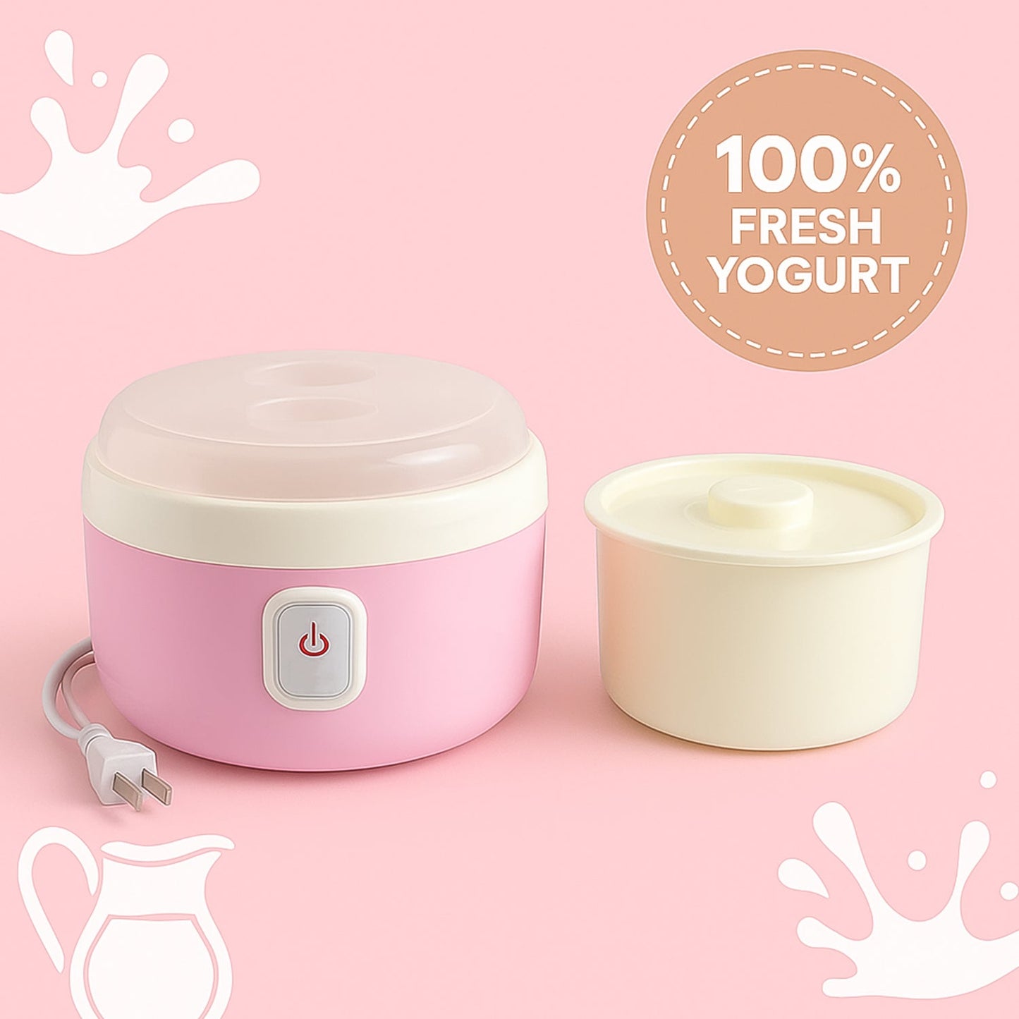 Side angle view of the compact and efficient Indo Glow Electric Yogurt Maker appliance.