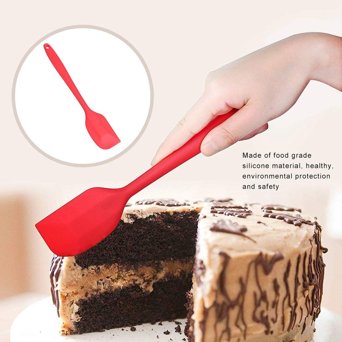 SILICONE SPATULA NON-STICK CREAM SCRAPER PRACTICAL DURABLE HOUSEHOLD CAKE BREAD RUBBER SPATULA FOR COOKING BAKING (28cm)