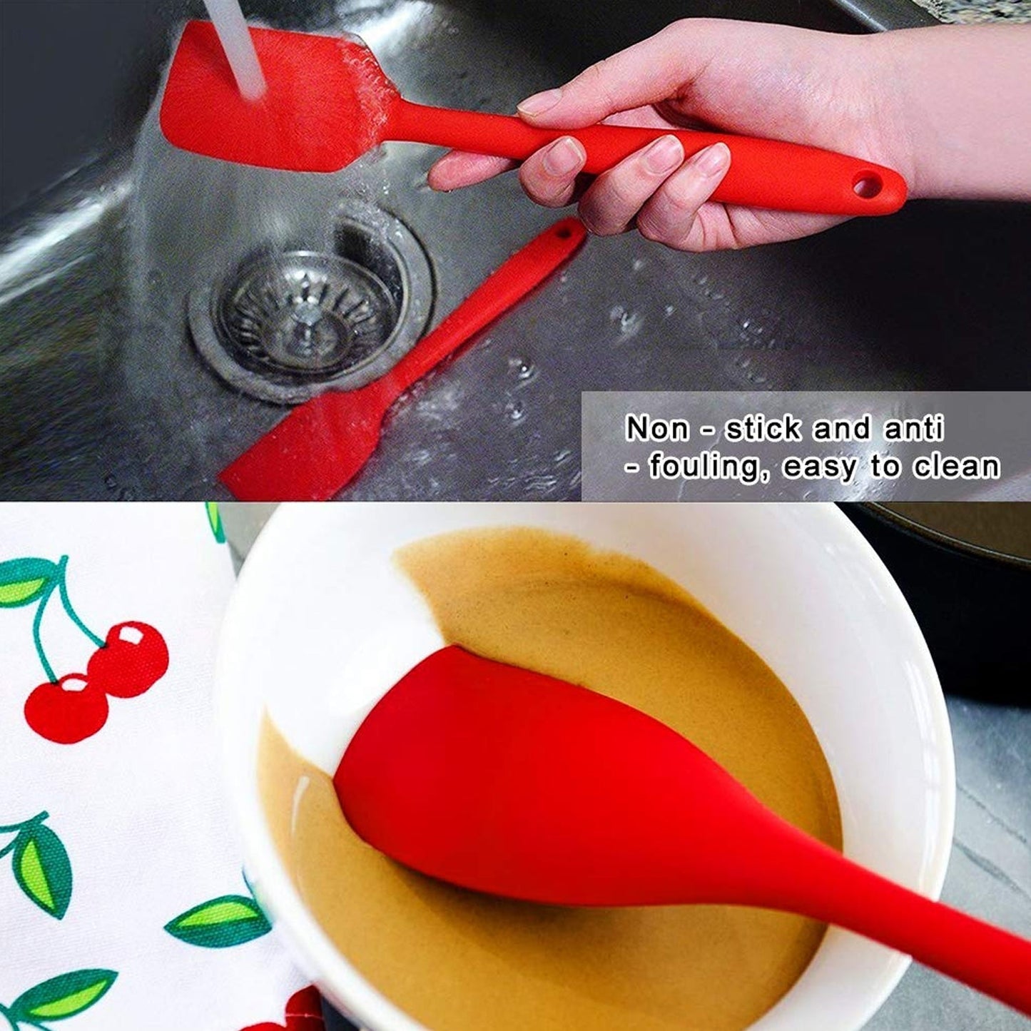 SILICONE SPATULA NON-STICK CREAM SCRAPER PRACTICAL DURABLE HOUSEHOLD CAKE BREAD RUBBER SPATULA FOR COOKING BAKING (28cm)
