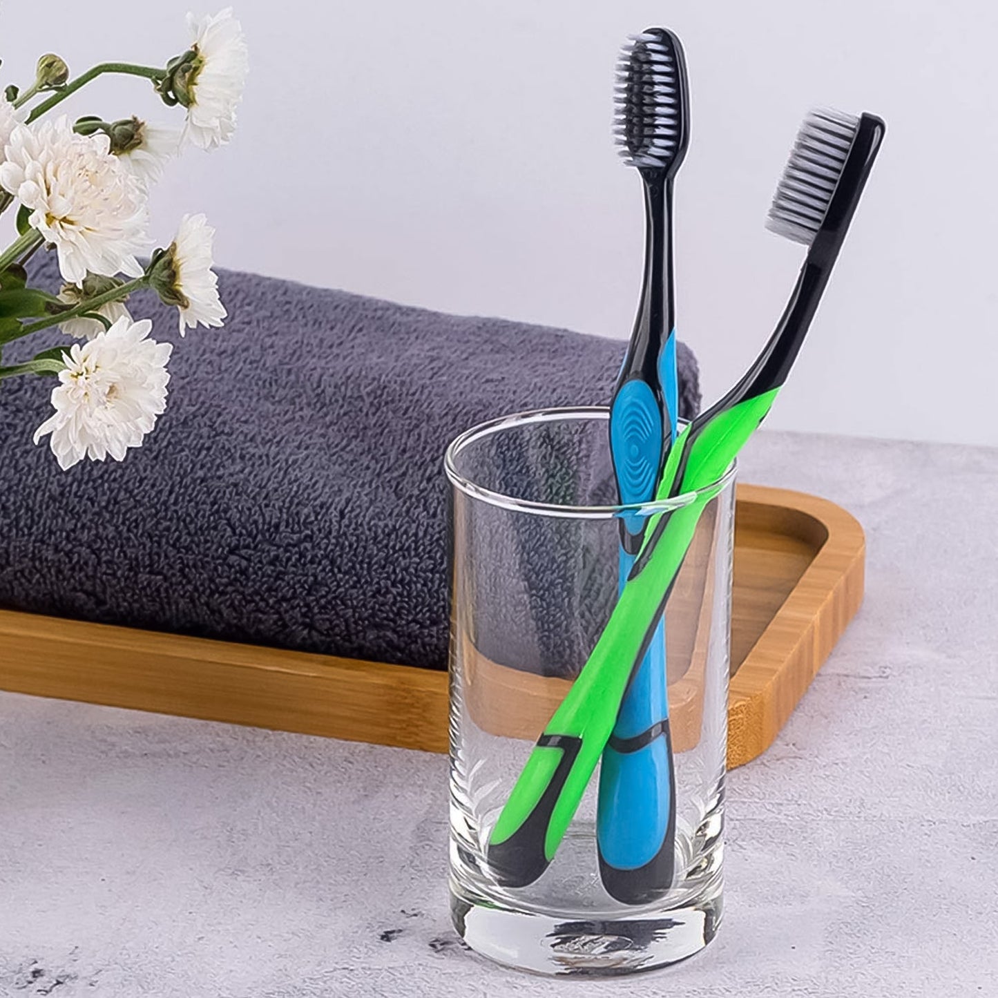 Soft Toothbrush With Plastic Round Box for Men and Women, Kids, Adults Plastic Toothbrush (10 pcs Set / Mix Color)