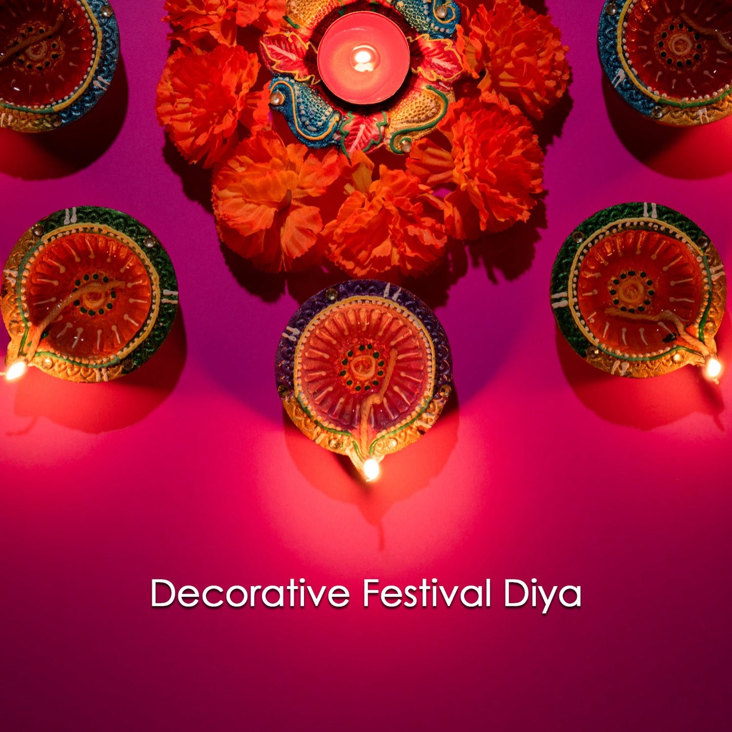 Beautiful leaf-patterned hand-painted clay diya, adding a natural touch to your decor.