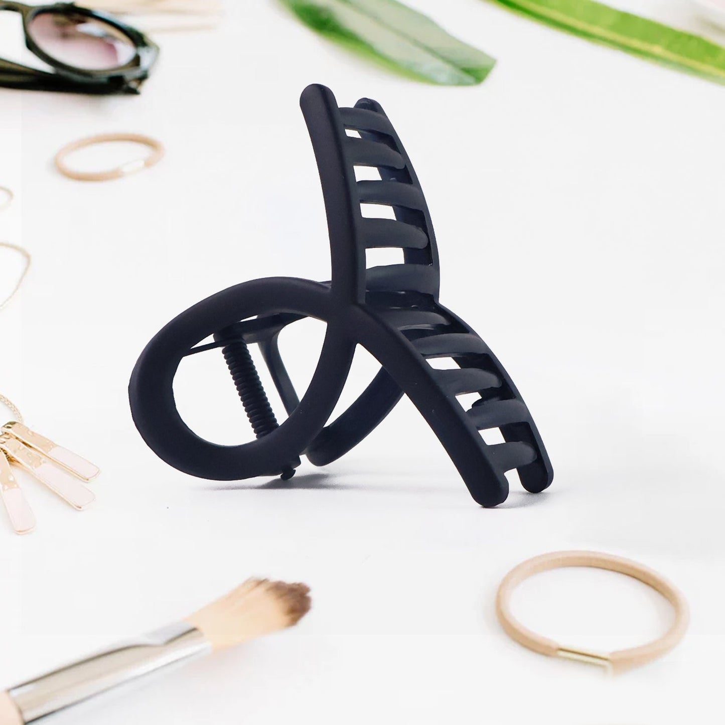 Plastic Hair Clamp Grip, Simple Matte Hair Barrette Clamp (12 Pc / Mix Design)