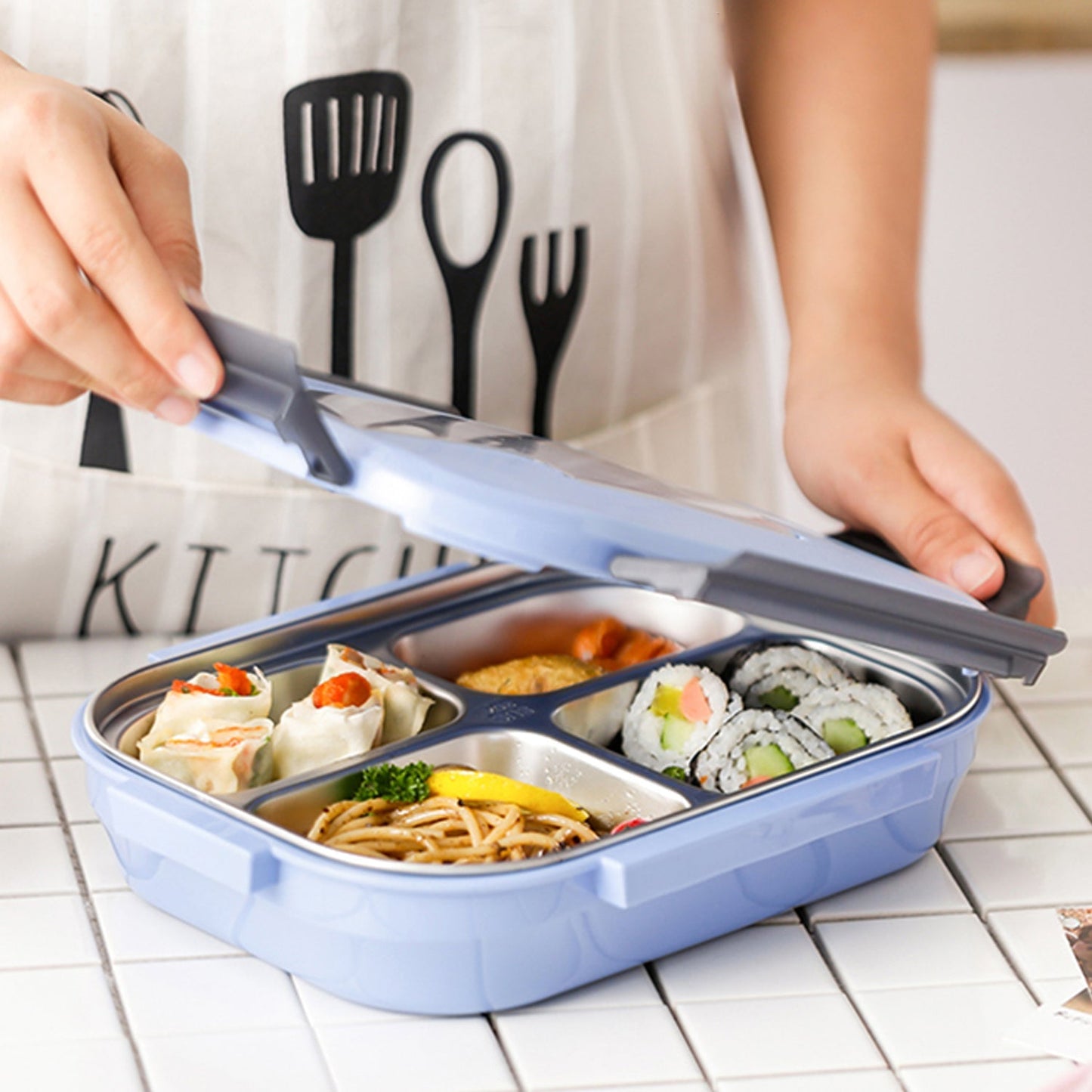 2978 Lunch Box for Kids and adults, Stainless Steel Lunch Box with 4 Compartments.