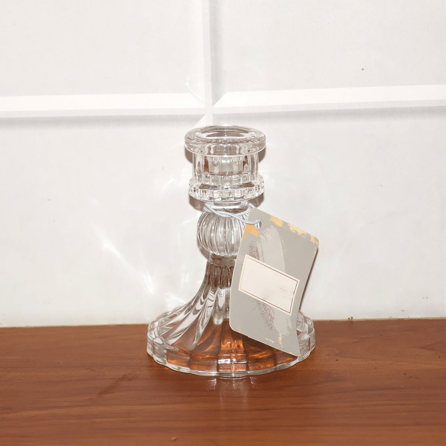 Crystal pillar candle holder stand providing stable candle support