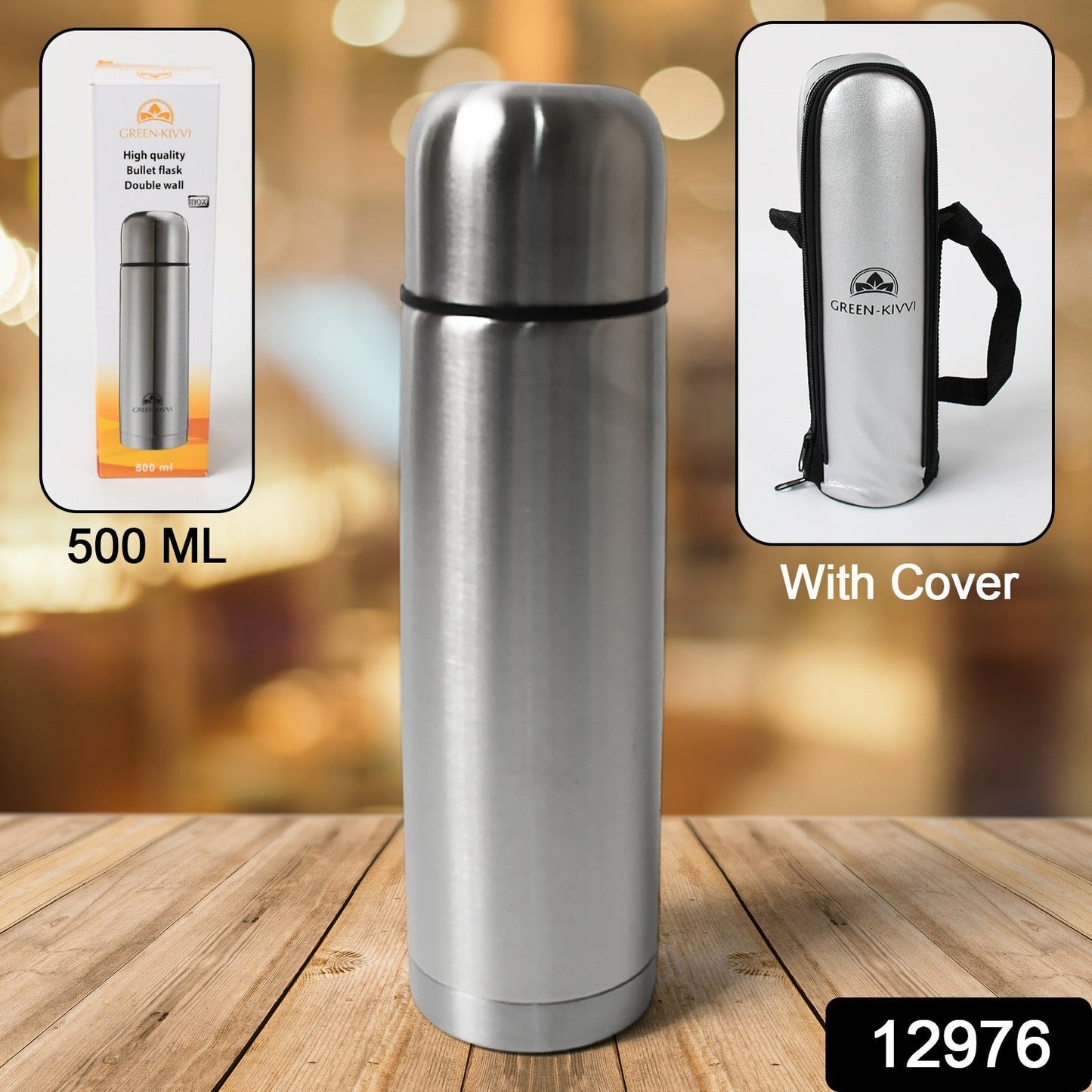 Vacuum Stainless Steel Double Wall Water Bottle, Fridge Water Bottle, Stainless Steel Water Bottle Leak Proof, Rust Proof, Cold & Hot Thermos steel Bottle| Leak Proof | Office Bottle | Gym | Home | Kitchen | Hiking | Trekking | Travel Bottle (500 ML)