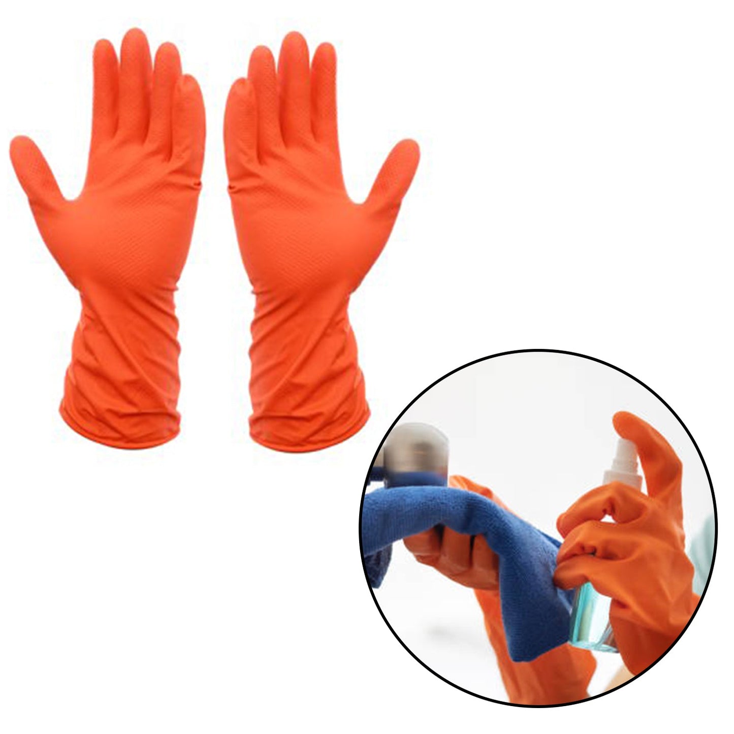 4852 2 Pair Medium Orange Gloves For Types Of Purposes Like Washing Utensils, Gardening And Cleaning Toilet Etc.