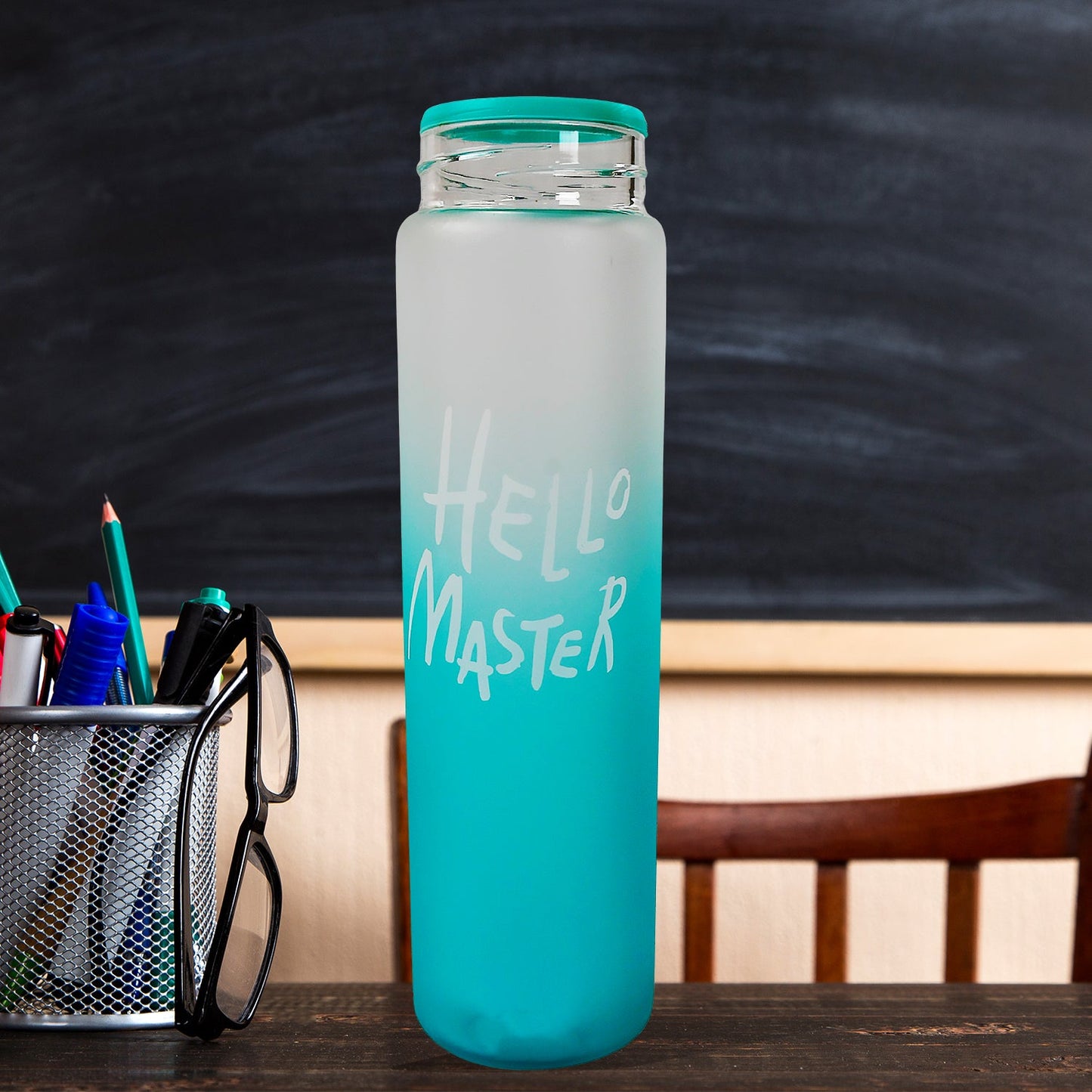 Motivational Glass Water Bottle Colorful potable Water Glass Bottle With Rubber Band, Daily Intake Hourly Water Bottle to Ensure You Drink Enough Water Throughout The Day Reusable Cycling Gym, Workout Fitness Bottle (480 ML)