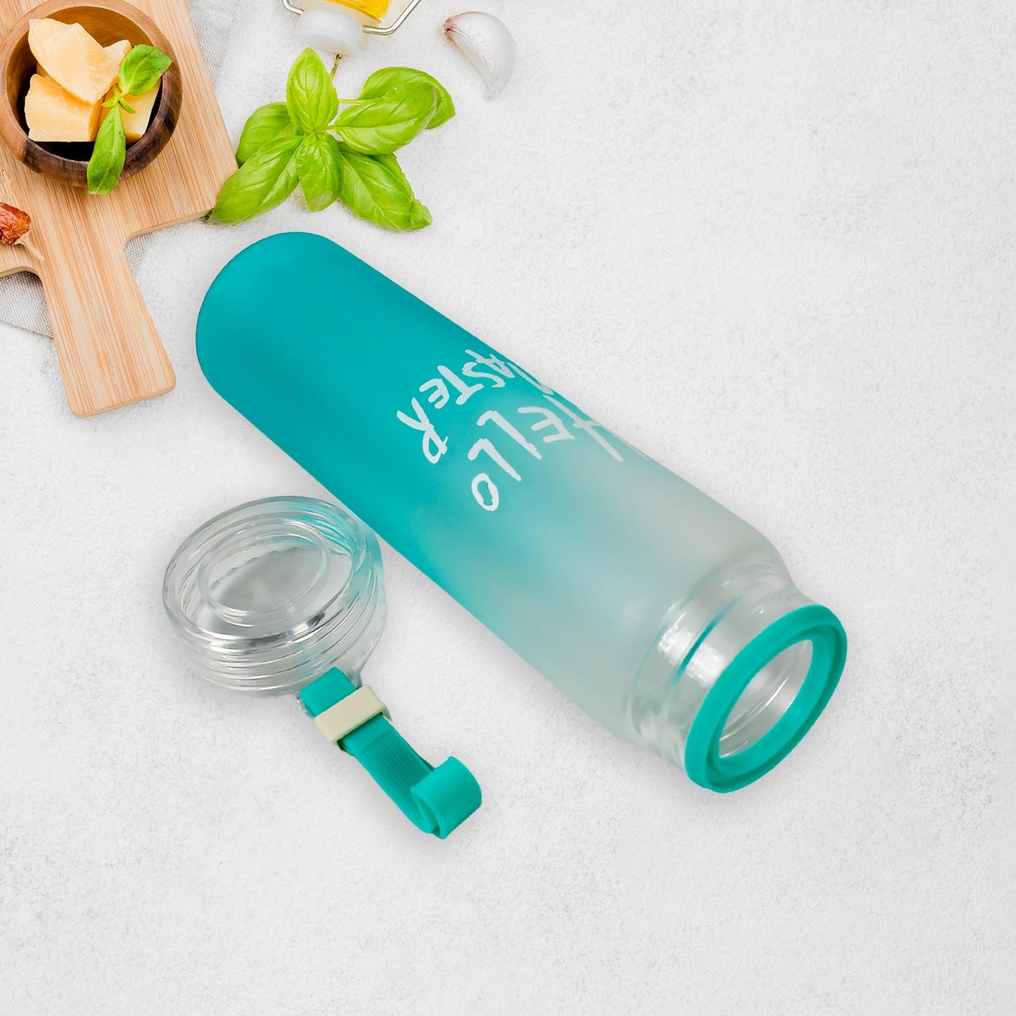 Motivational Glass Water Bottle Colorful potable Water Glass Bottle With Rubber Band, Daily Intake Hourly Water Bottle to Ensure You Drink Enough Water Throughout The Day Reusable Cycling Gym, Workout Fitness Bottle (480 ML)