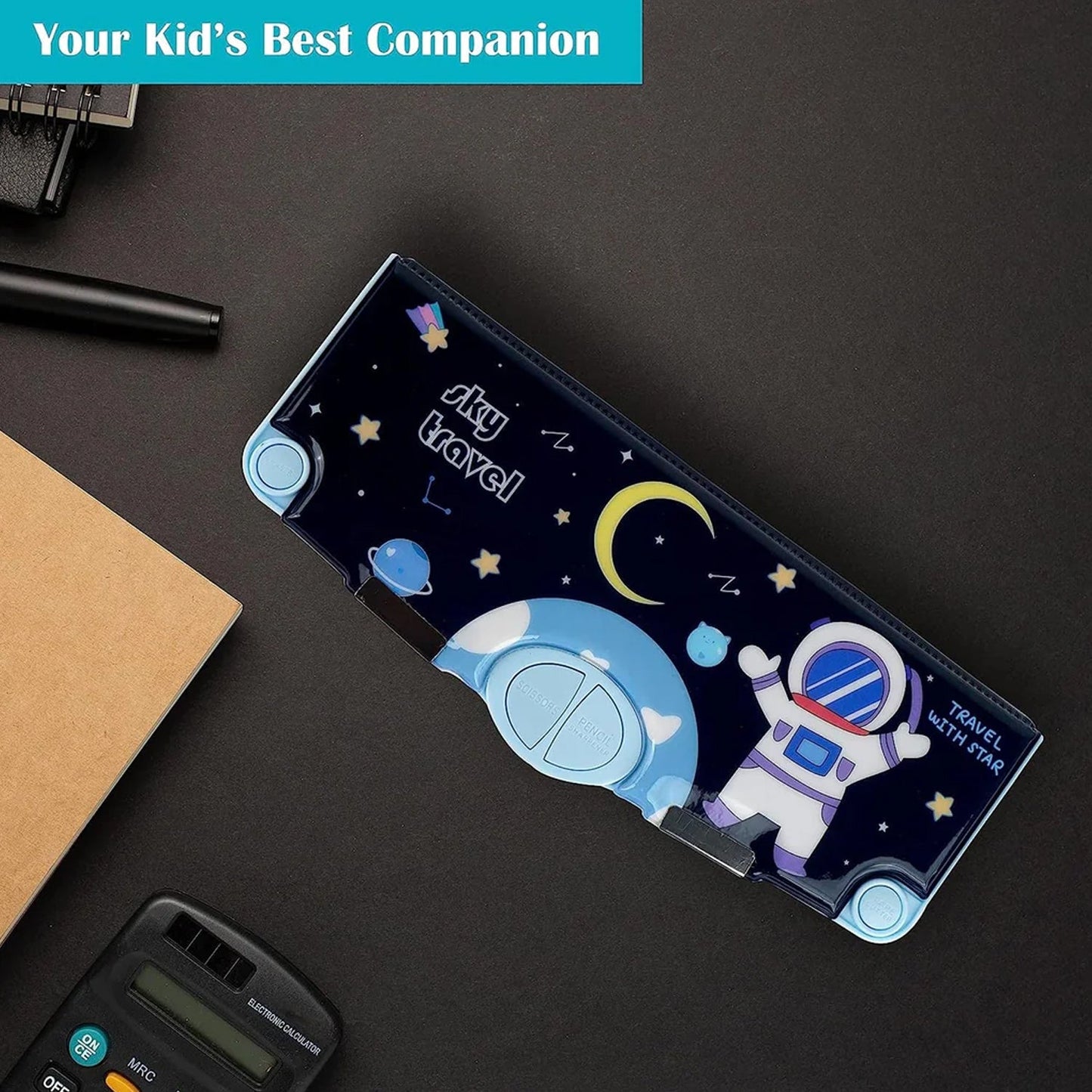 Multifunctional Pencil Box for Kids, Space Pencil Box For Boys, Kids Pencil Box for Boys & Girls, Magnetic Pencil Box for Boys, Pop up Pencil Box, Space Theme Return Gifts for Kids (Galactic Explorer Pencil Box)