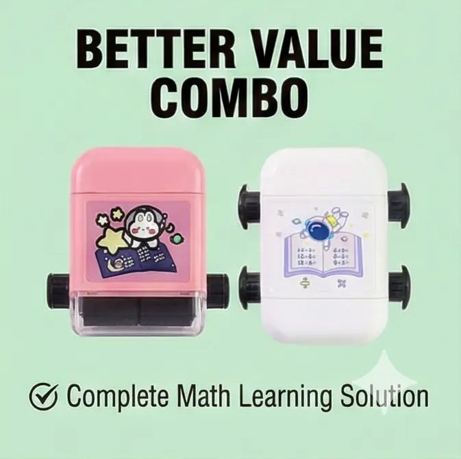 Kids Complete Math Learning Roller Stamp Combo (Addition, Subtraction, Multiplication & Division) 2pc