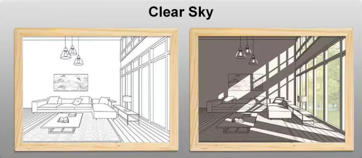 Luminous wood frame night lamp Clear Sky