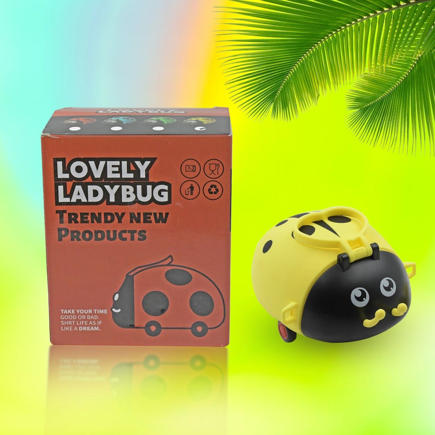 Cute Bug-Shaped Kids Water Bottle with Straw & Strap – Portable, 4-Wheel Design, Perfect for School & Return Gifts (1 Pc)