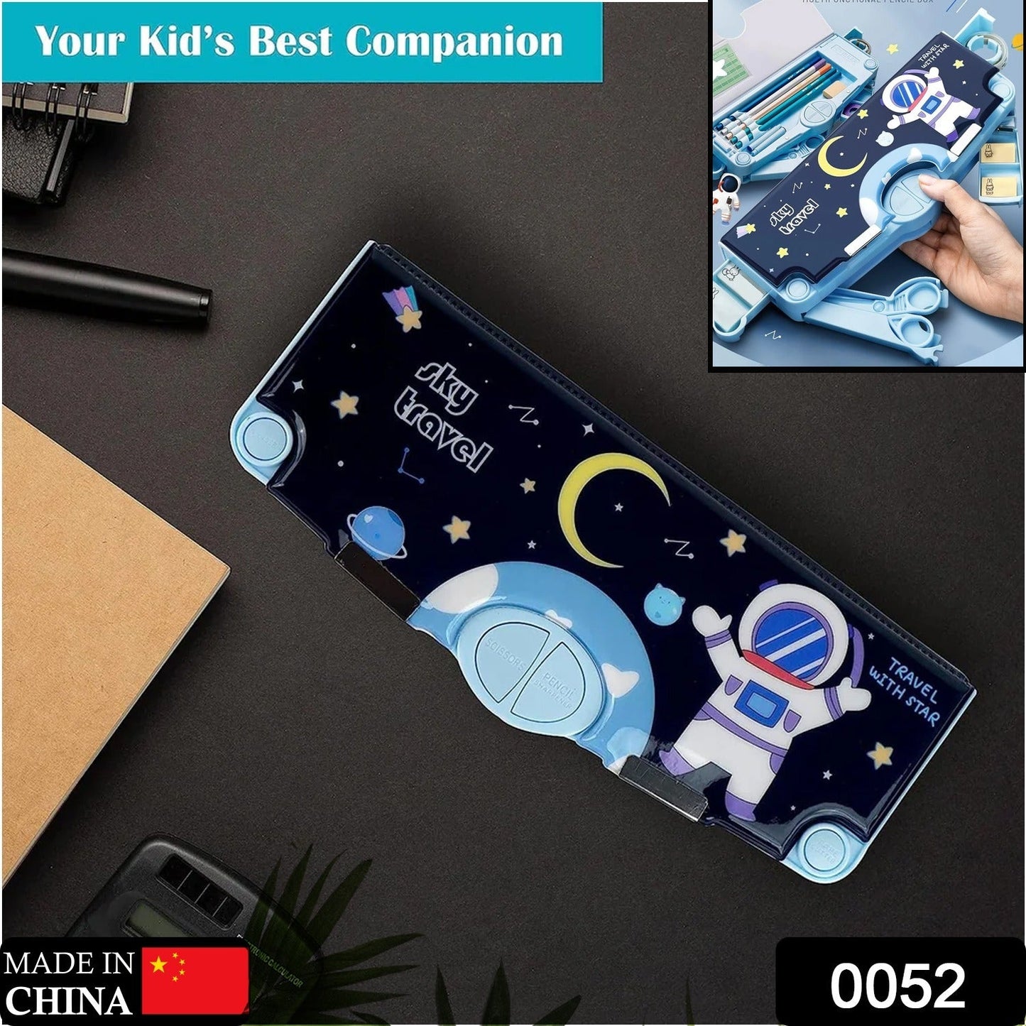 Multifunctional Pencil Box for Kids, Space Pencil Box For Boys, Kids Pencil Box for Boys & Girls, Magnetic Pencil Box for Boys, Pop up Pencil Box, Space Theme Return Gifts for Kids (Galactic Explorer Pencil Box)