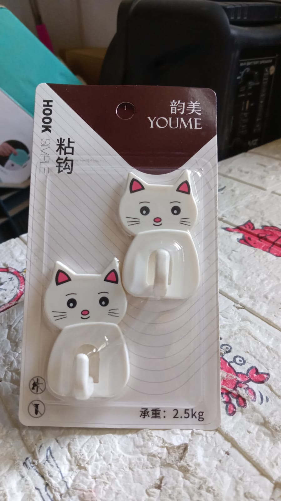 Cute Cat Wall Mounted Hook, Heavy Duty Hook, Sticky Hook Household, For Home, All Type Wall Use Hook, Suitable for Bathroom, Kitchen, Office (2 Pc Set)