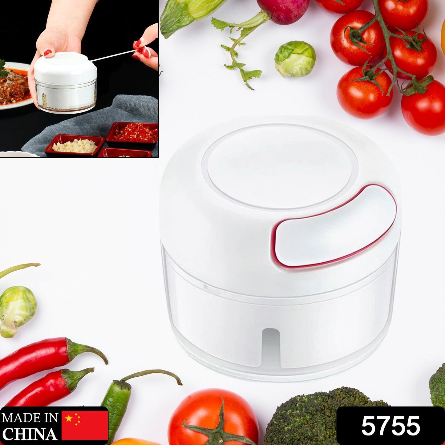 Multi-Function Manual Food Chopper, Garlic Grinder Vegetable Chopper, Portable Mini Household Garlic Slicer, Ginger Slicer, Garlic Cutter Chopper, Vegetable Slicer, Kitchen Gadget, 2 Blade (1 Pc )