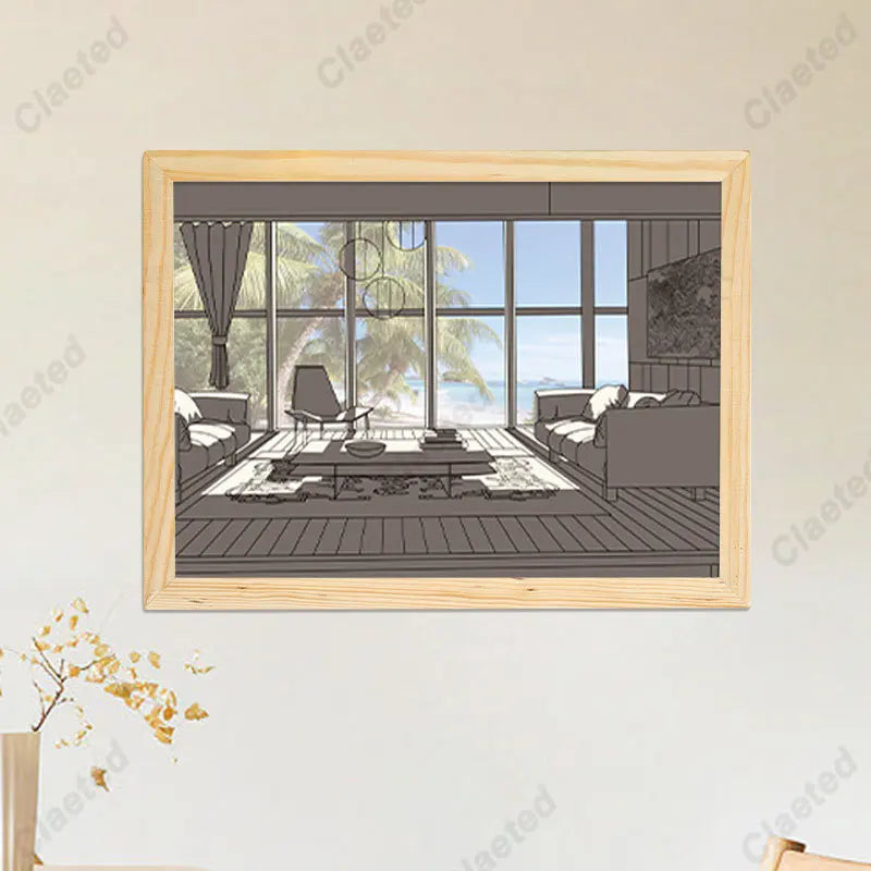 Luminous Wood Frame Night Lamp