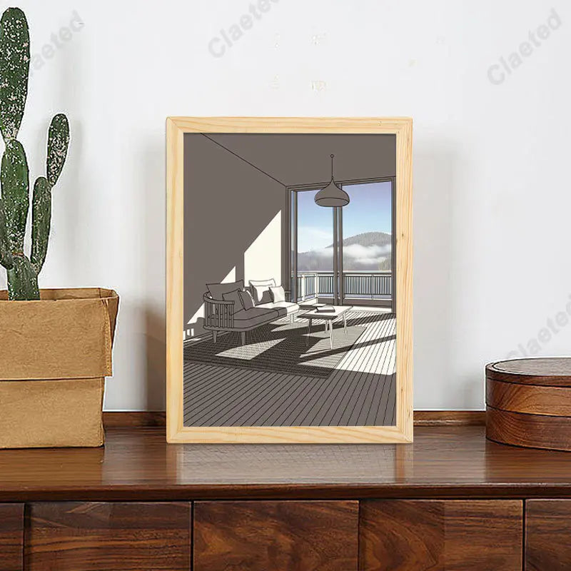 Savvyoutlet luminous wood frame night lamp