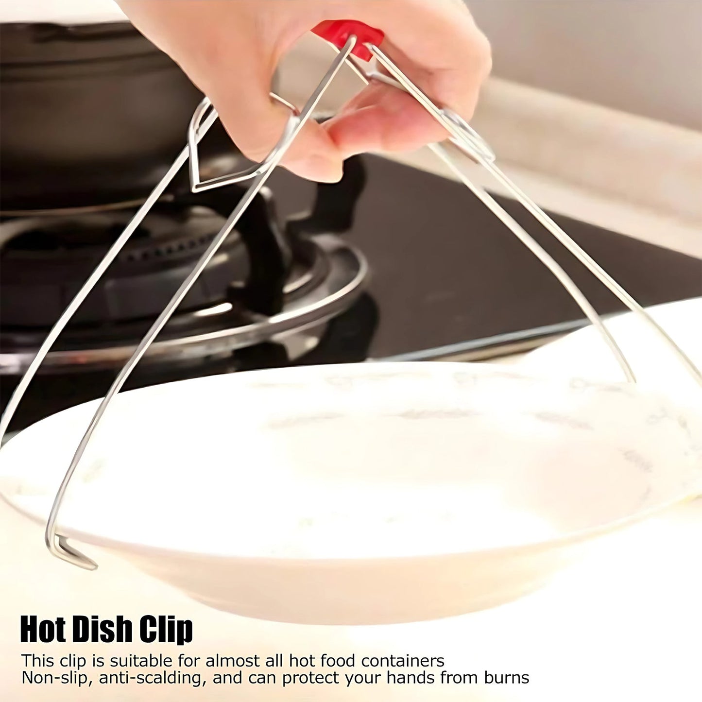 Heavy-Duty Stainless Steel Kitchen Dish Plate Bowl Vessel Gripper Tong (1 Pc)