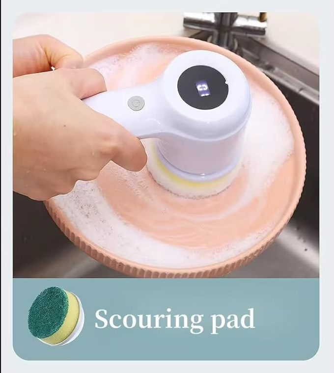 5 in 1 electric cleaning brush scouring pad