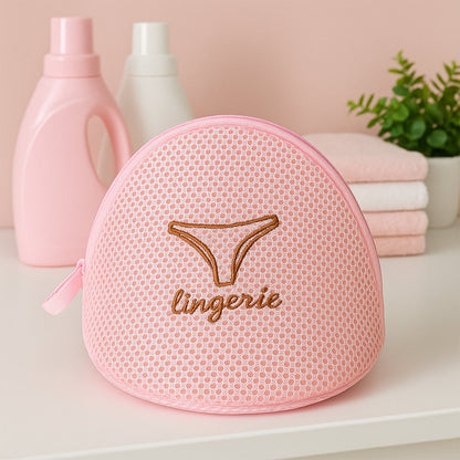 Dome-shaped lingerie wash bag, protecting delicate bras during machine washing.