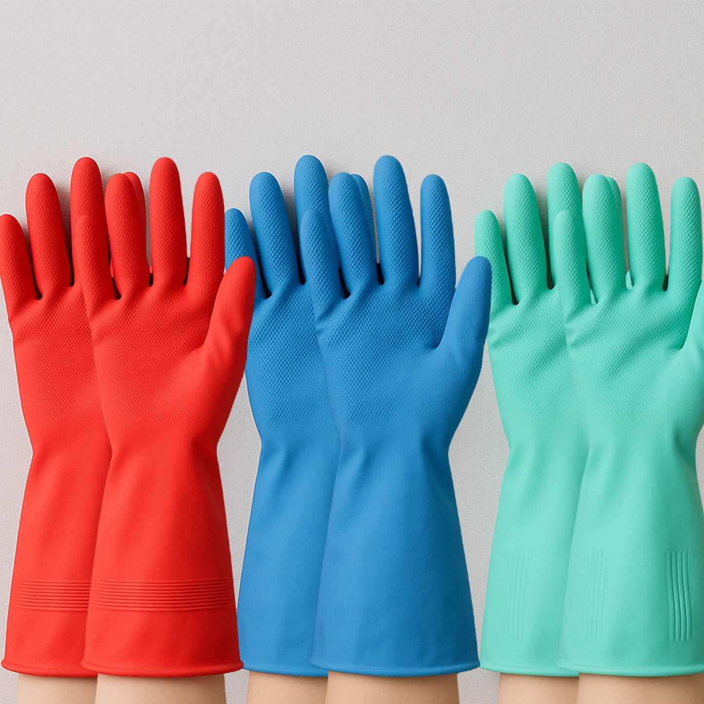 Textured palm of cleaning gloves for non-slip grip