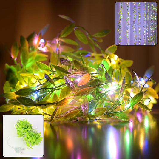 LED Leaf String Light featuring artificial green vine and warm white LEDs