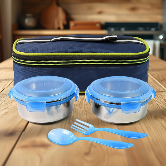 Konvex Stainless Steel Tiffin Box set with insulated bag and cutlery