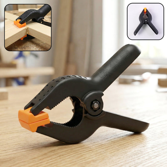 Heavy duty spring clamp with strong grip jaws for woodworking and DIY