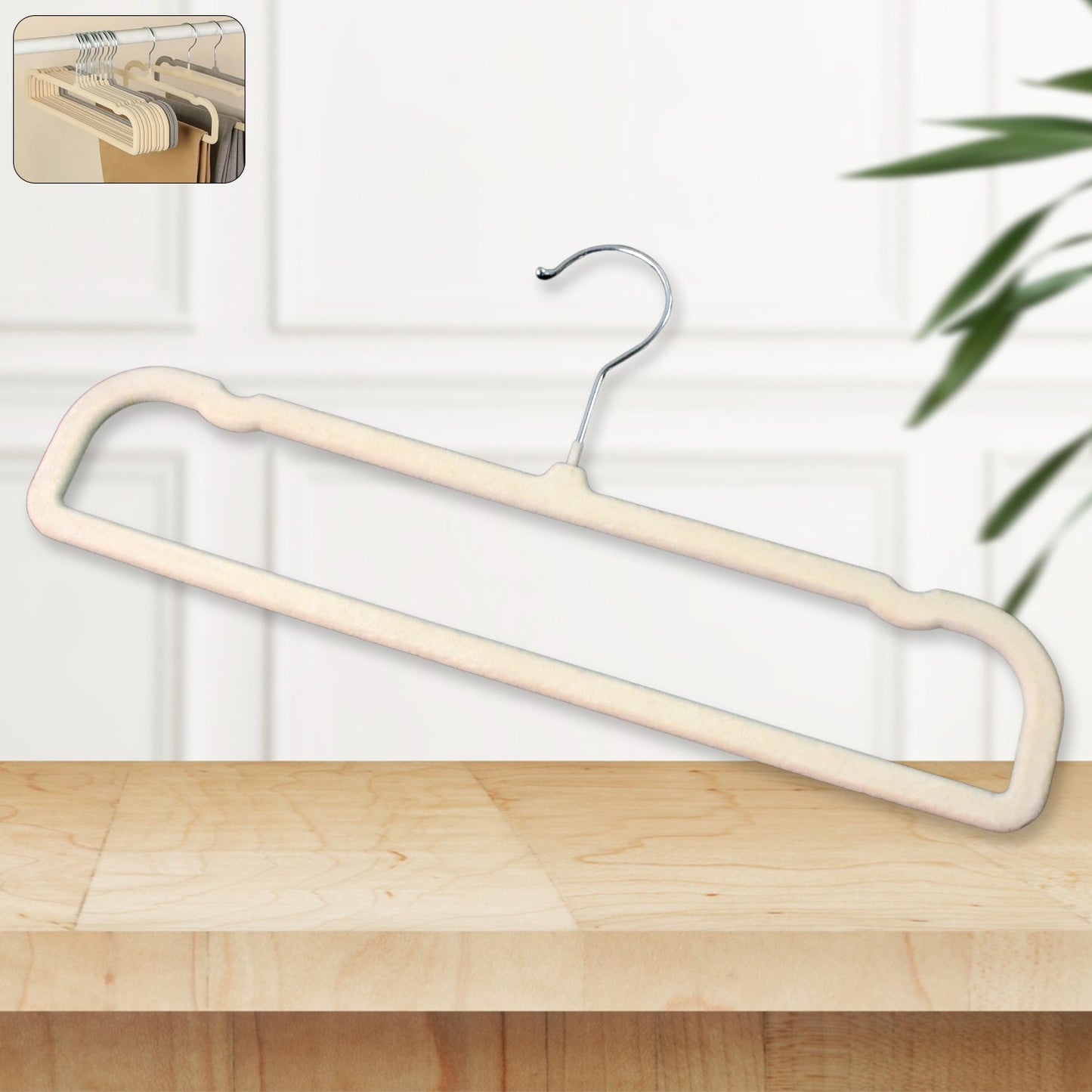Premium velvet non-slip cloth hanger with metal hook for durable garment holding