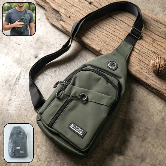 Black shoulder waist bag with zipper closure