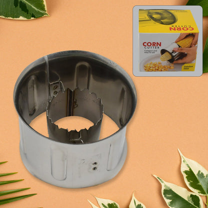 Efficient stainless steel corn cutter for quick kernel removal.
