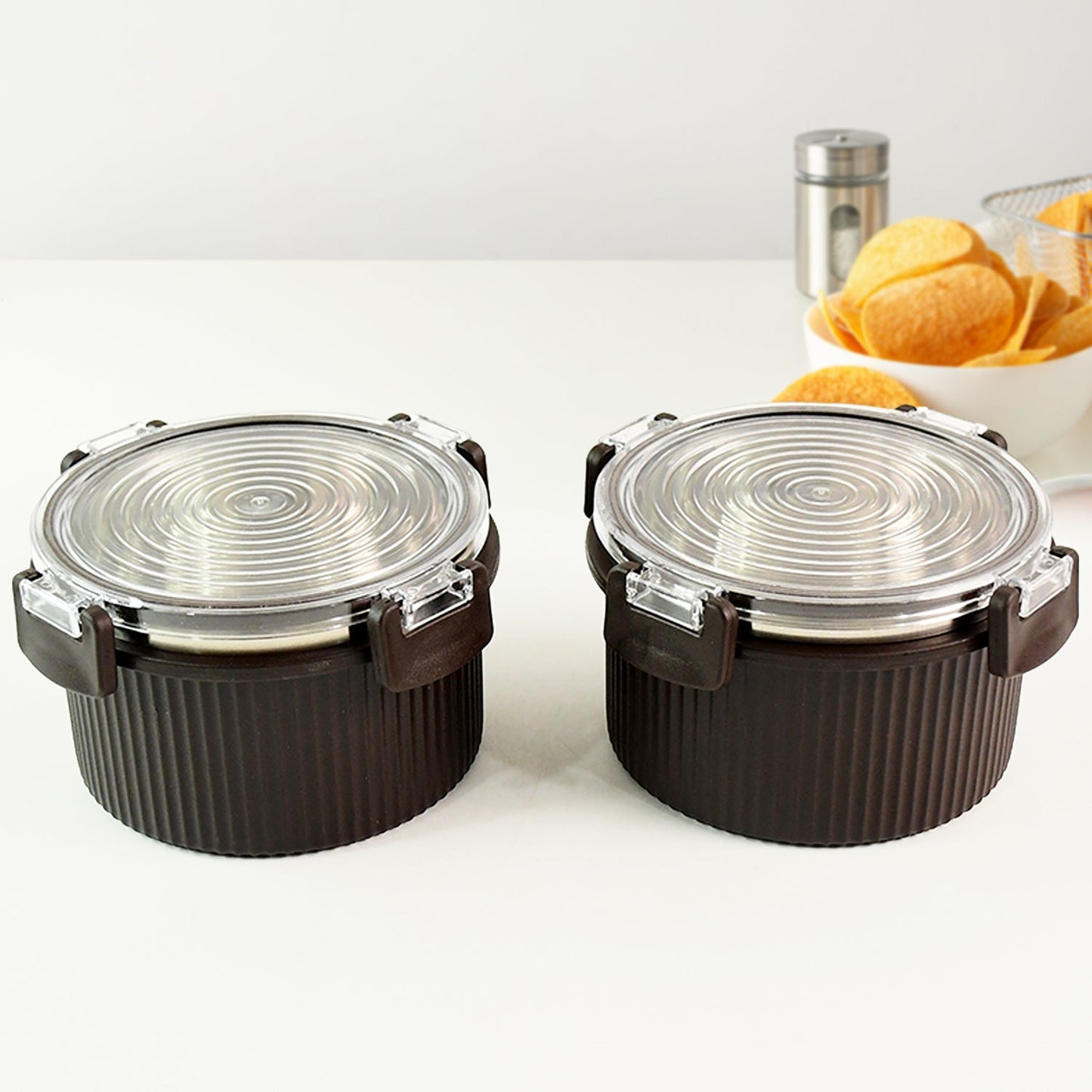 Mason style rustic kitchen storage jars with clip-lock lids for airtight seal