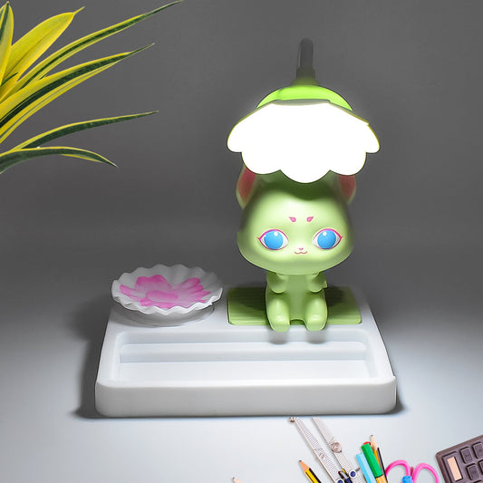 Cute cartoon Kids LED Desk Lamp with a flexible neck and stable base, perfect for study.