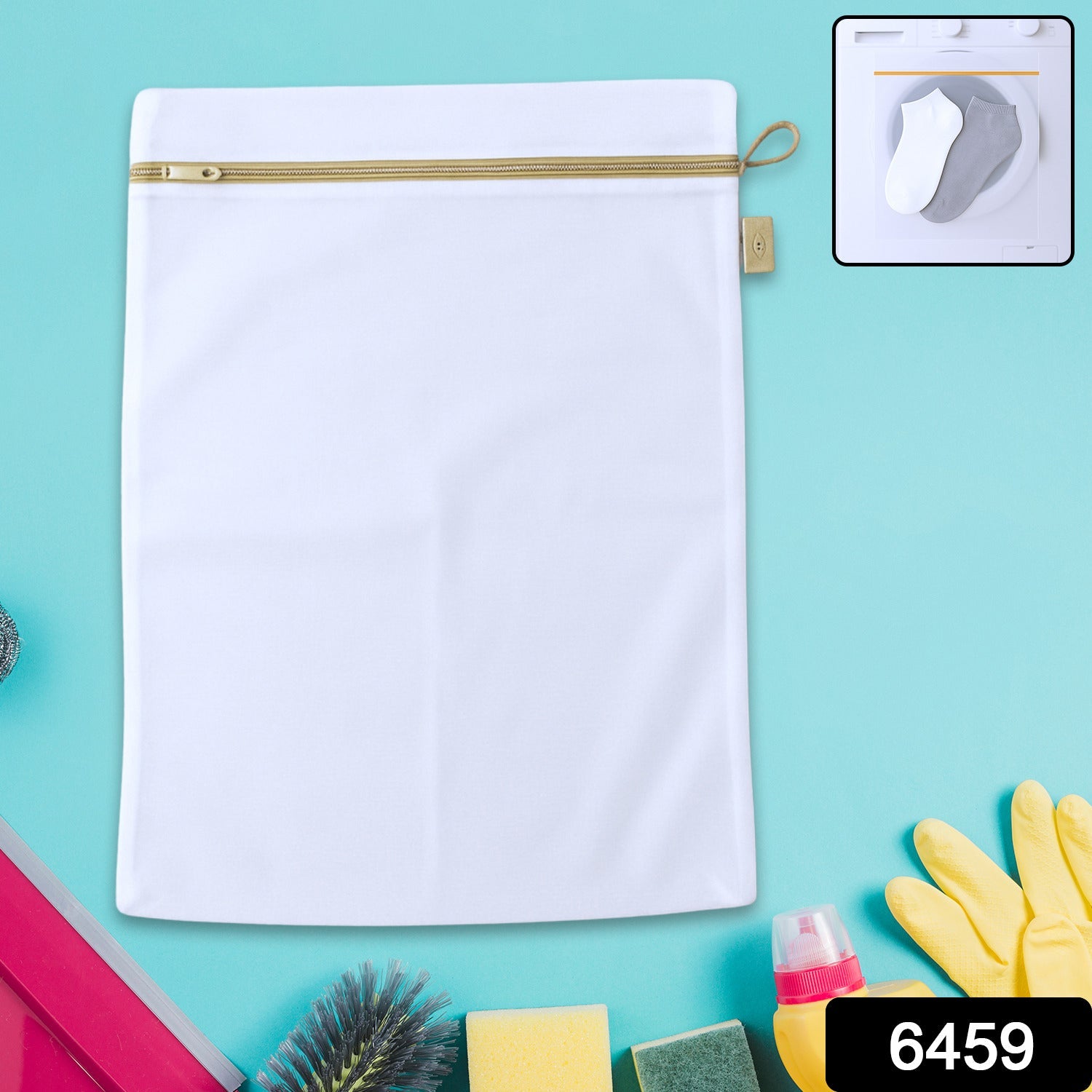 Durable white mesh laundry bag with a rust-free zipper.