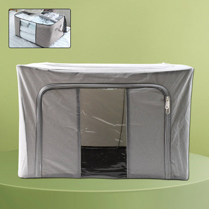 Stacked storage boxes with lids and front zippers for easy access