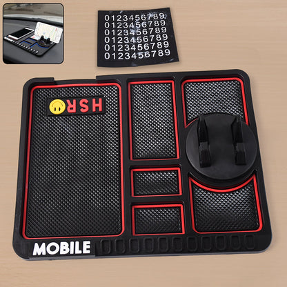 Non-slip car dashboard mat and phone holder for secure mobile placement