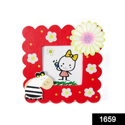 Adorable giraffe and bird animal design baby photo frame displayed on a tabletop.