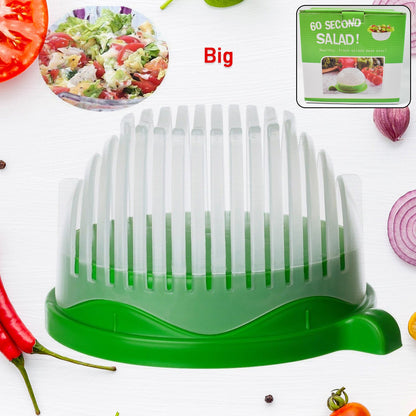 Overview of the plastic 60 Seconds Salad Cutter Bowl, highlighting its design.