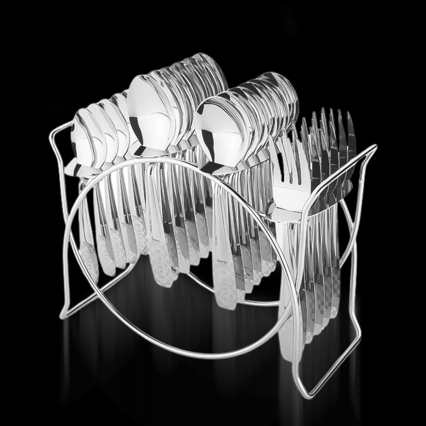 Stainless Steel Cutlery Set with Elegant Storage Stand