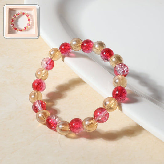 Elegant beaded stretch bracelet showing smooth round beads on elastic fit