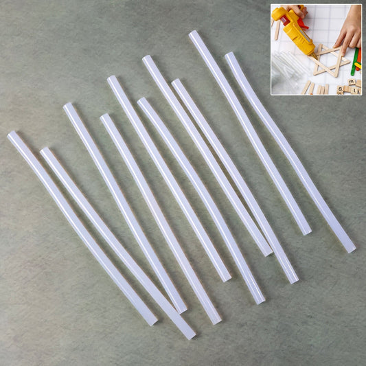 Set of transparent hot melt glue sticks for crafting and repairs