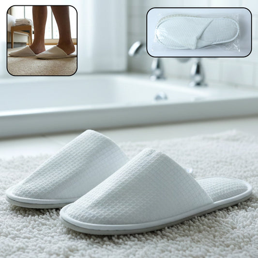Disposable hotel slippers with breathable waffle texture for guests