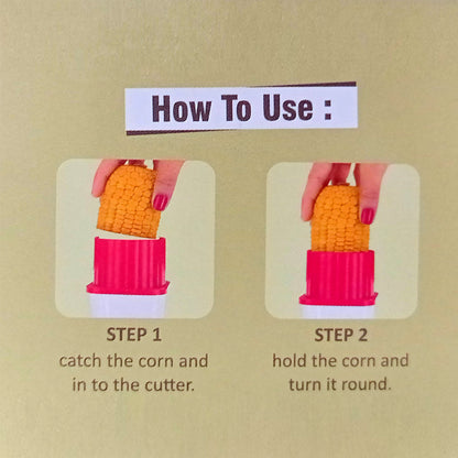 Close-up of the durable stainless steel blade on the corn cob stripper.