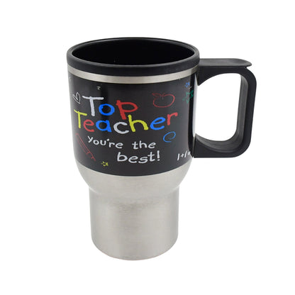 Fervent insulated travel mug with handle, showing its portable and sturdy build.