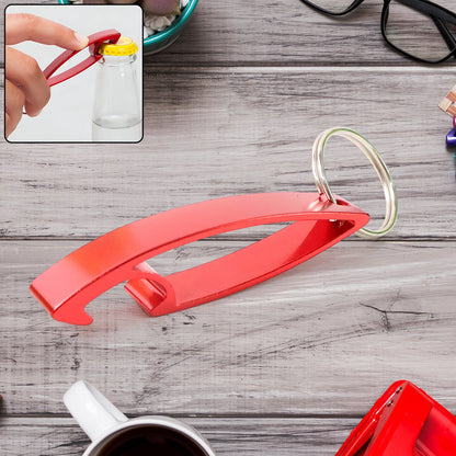 2-in-1 compact metal bottle opener with integrated keyring