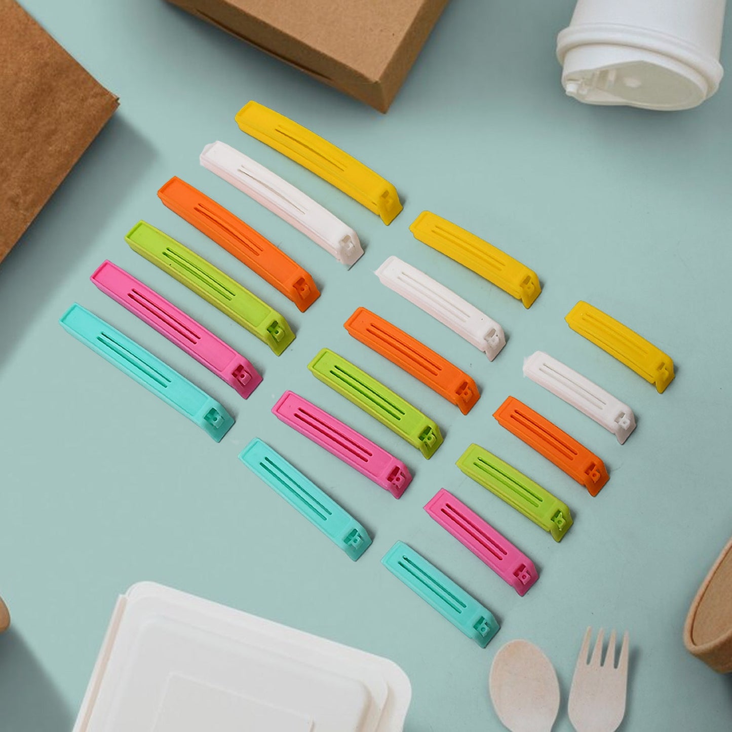 Food Bag Clip Sealer – Airtight Plastic Clips for Snacks, Kitchen & Camping (18 Pc Set)